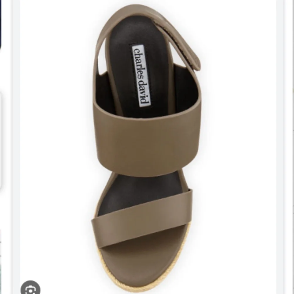 Charles David Oriel Jute Trimmed Leather Cork Wedge Sandals - 8 - Picture 6 of 13